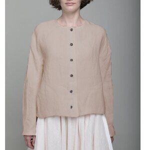 Mishi Wearable Linen Blend Natural Button Jacket boxy Lagenlook Large
